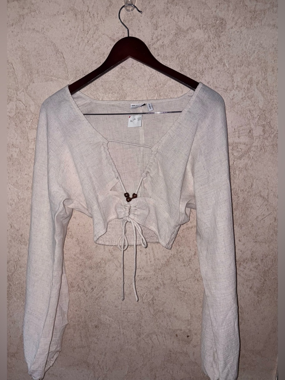 ASOS Design Drawstring Cropped Top with V-Neck - Picture 2 of 5